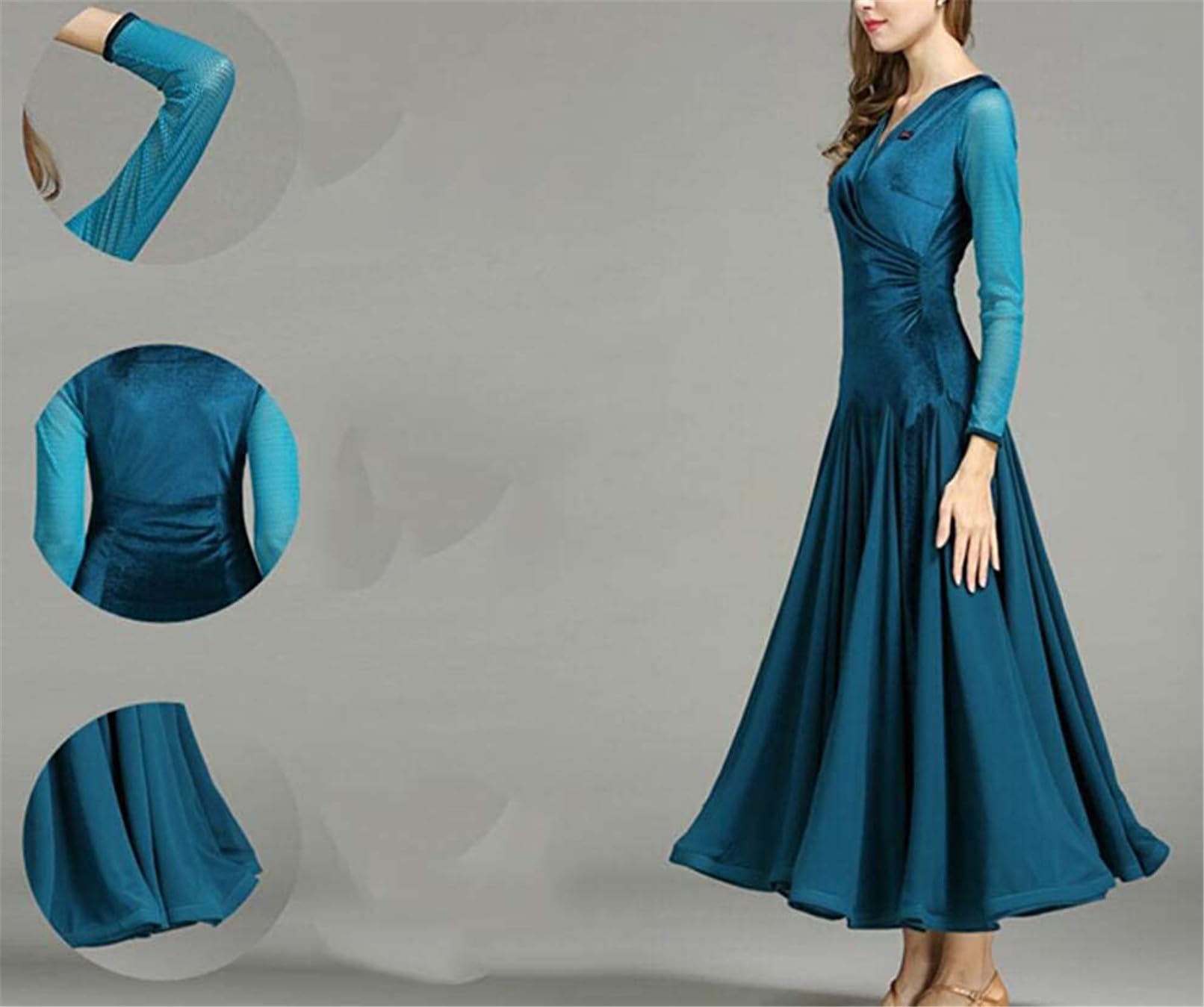 Female Salón De Baile Vestido De Baile Estándar Tango Waltz Disfraces De Manga Larga Danza Vestidos De Competición De Baile Moderno Trajes De La Etapa De Baile