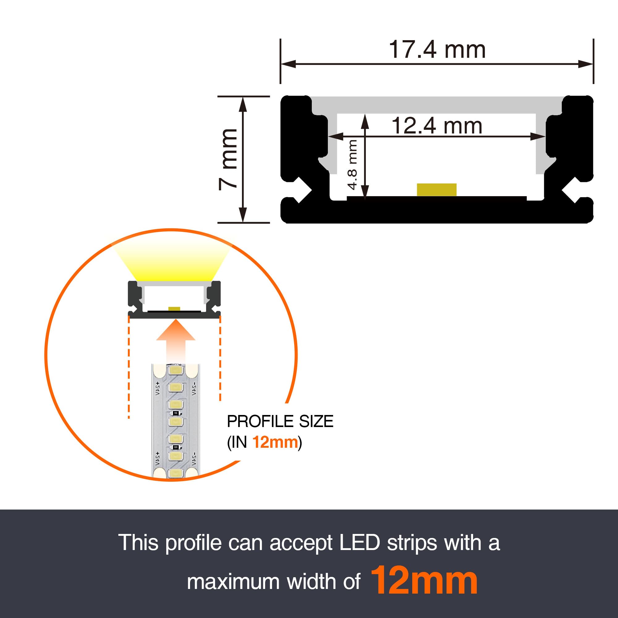 LED Profil 2m×10 Aluminium U-Form mit Milchig Weißer Abdeckung Kanal mit Diffusor,Alu Profil LED Streifen Schiene kanalleiste Aluprofil Streifen Profile,lichtkanal led strip aluschiene