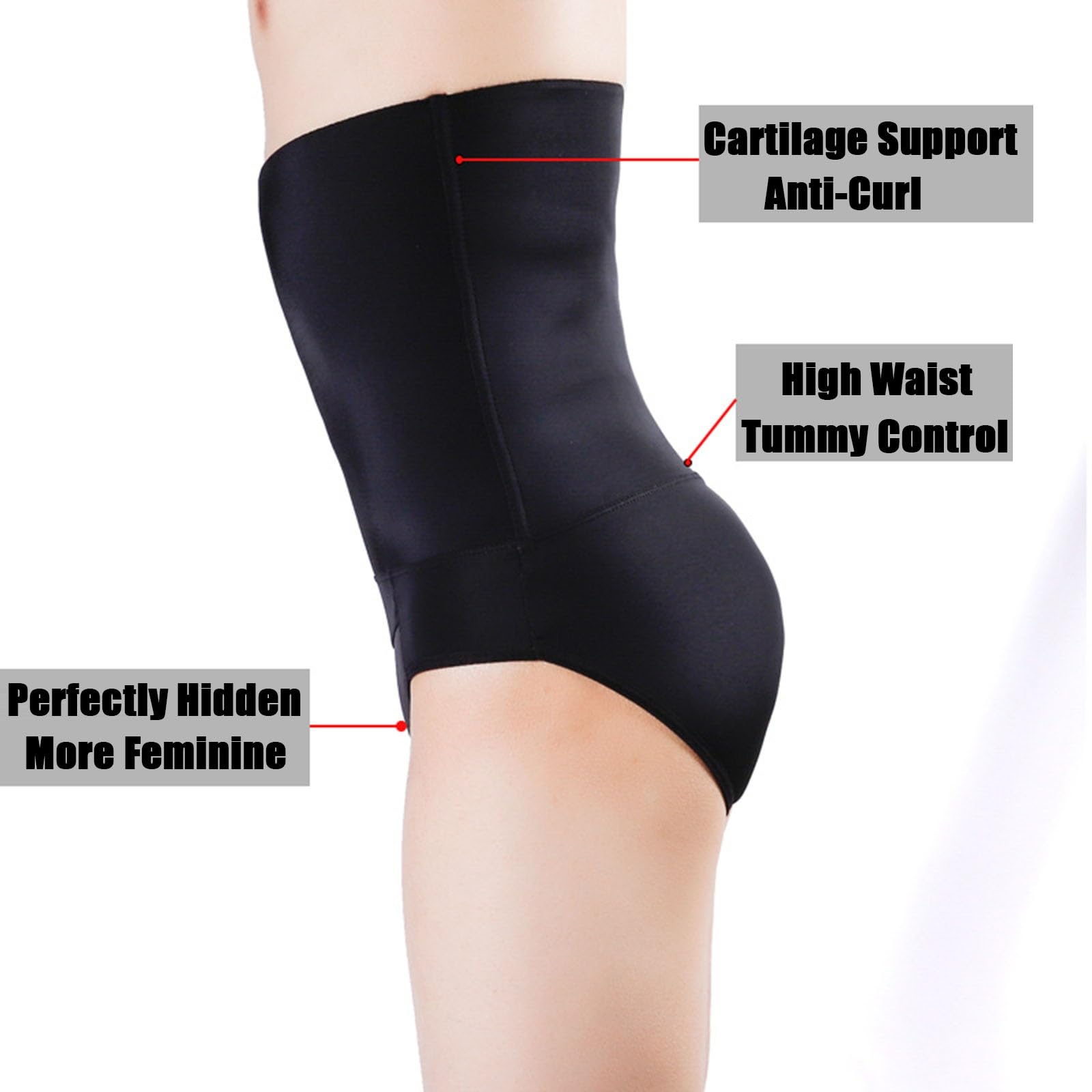 HLTYGWX Hohe Taille Herren Hiding Gaff Shaping Panty Bauchkontrolle Kompressionsgürtel Camel Toe Shapewears Unterwäsche Slips