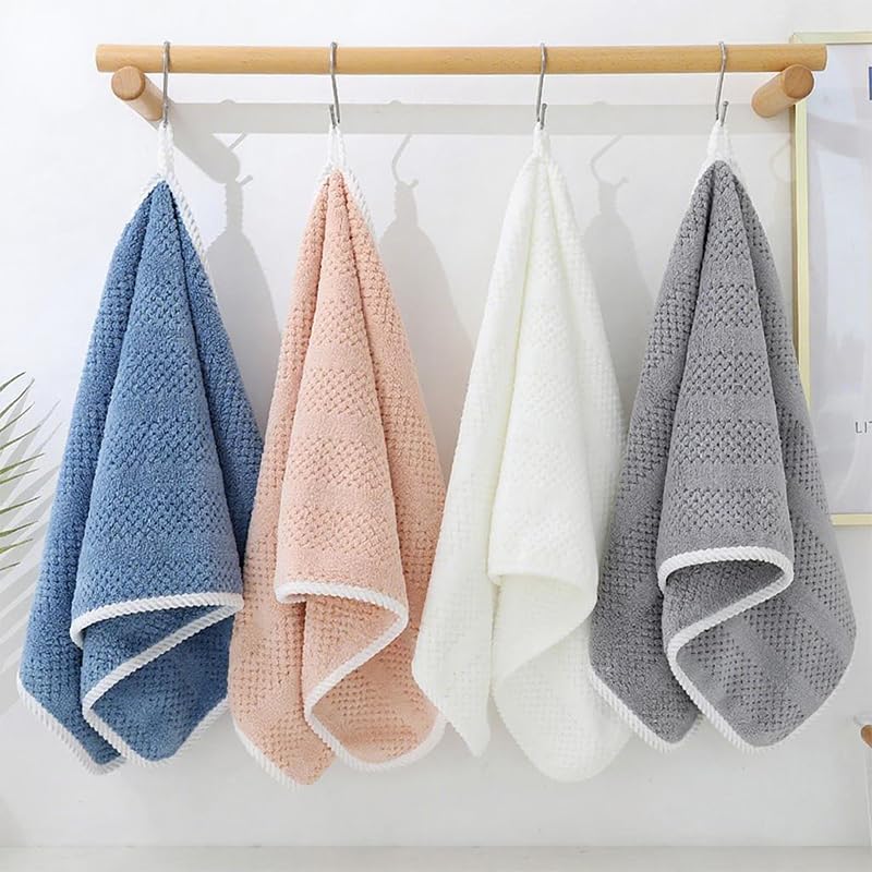 Bath Towels with Hanging Loop Soft Strong Absorbent Hanging Small Face and Hand Towels for Kitchen Bathroom Grey