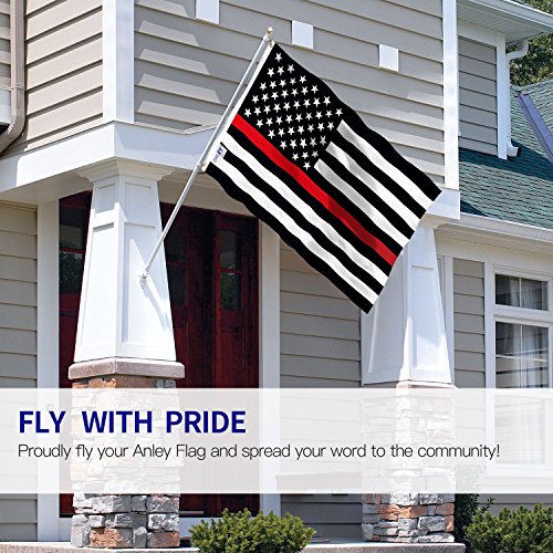 Anley Fly Breeze 3X5 Foot Thin Red Line Usa Polyester Flag - Vivid Color And Fade Proof - Canvas Header And Double Stitched - American Honoring Firefighter Flags With Brass Grommets 3 X 5 Ft #TOP1