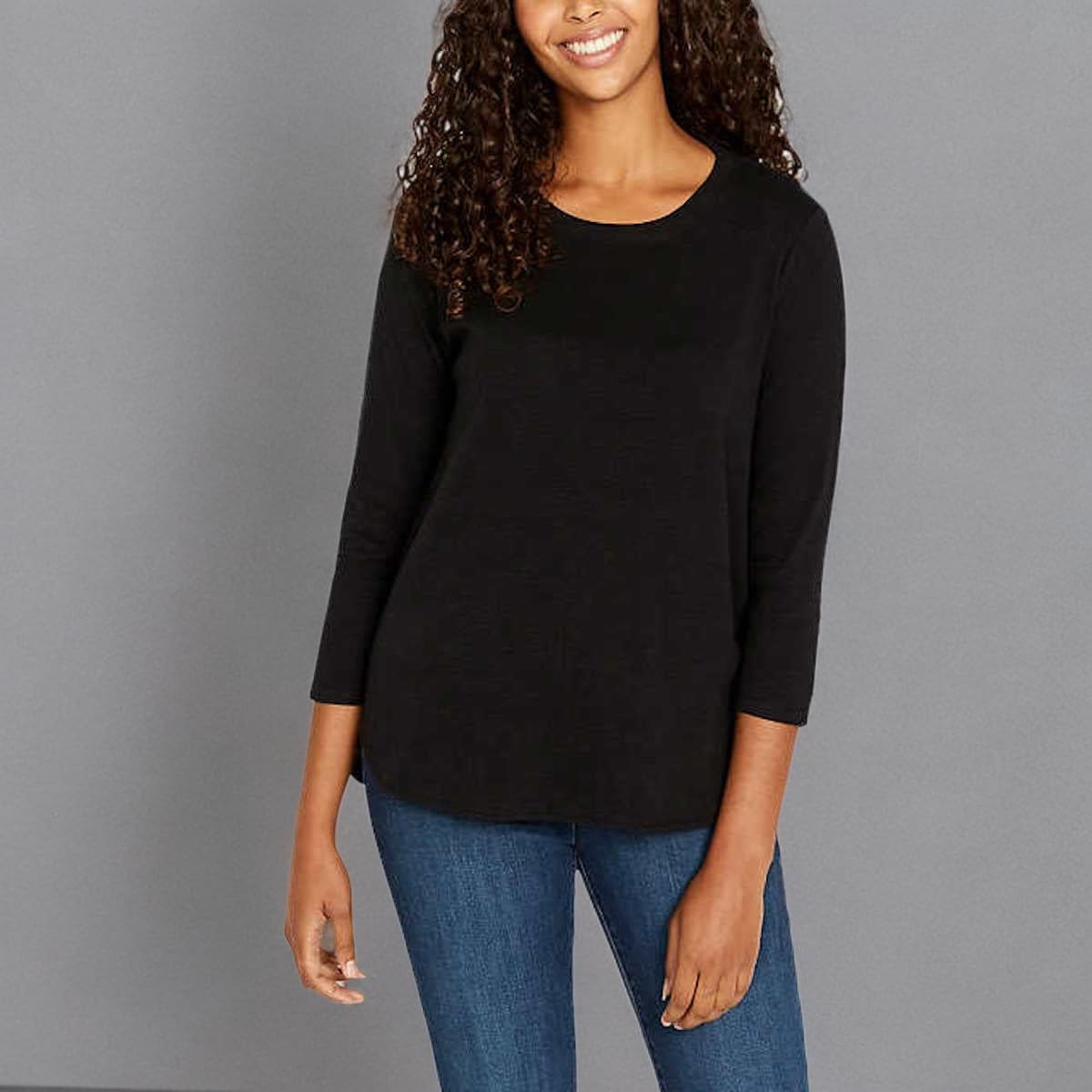 KIRKLAND Signature Women's 3/4 Sleeve Cotton Slub Tee Shirt - Image 3