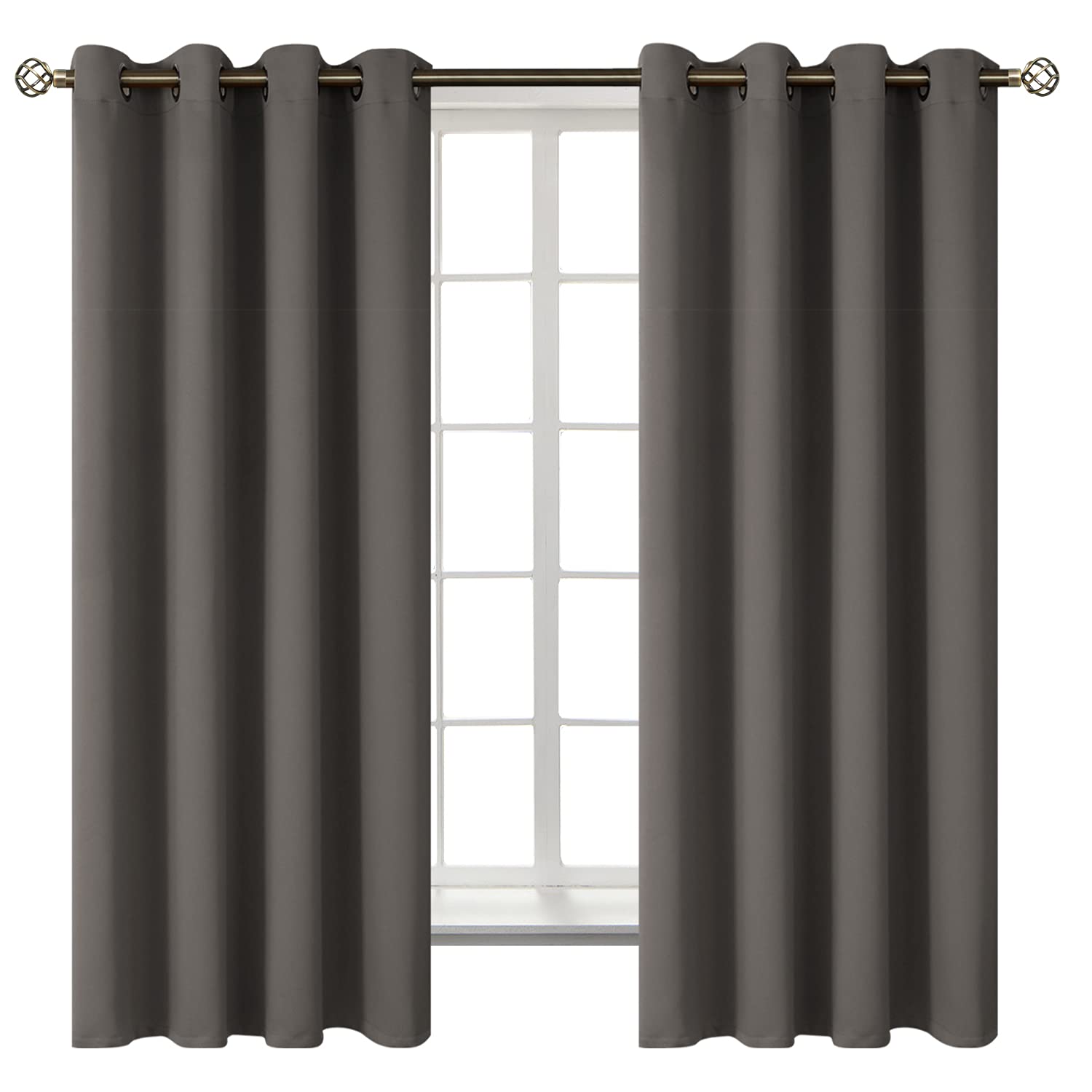 BGment Grey Blackout Curtains for Bedroom 63 Inch Long - 2 Panels