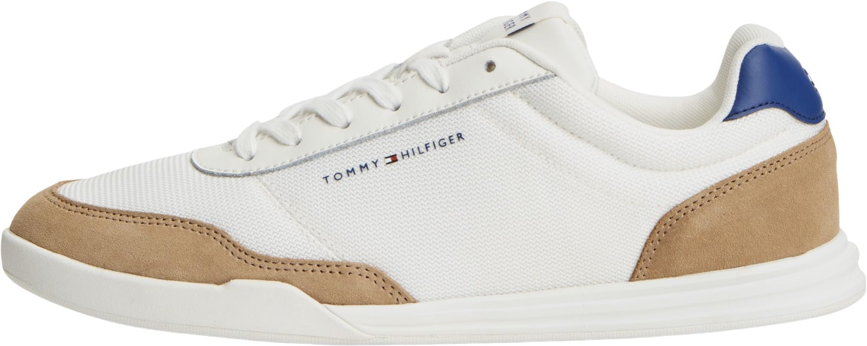 Tommy Hilfiger Men Lo Pro Cupsole Nylon Suede Mix FM0FM05943 Low Top, White, 6.5