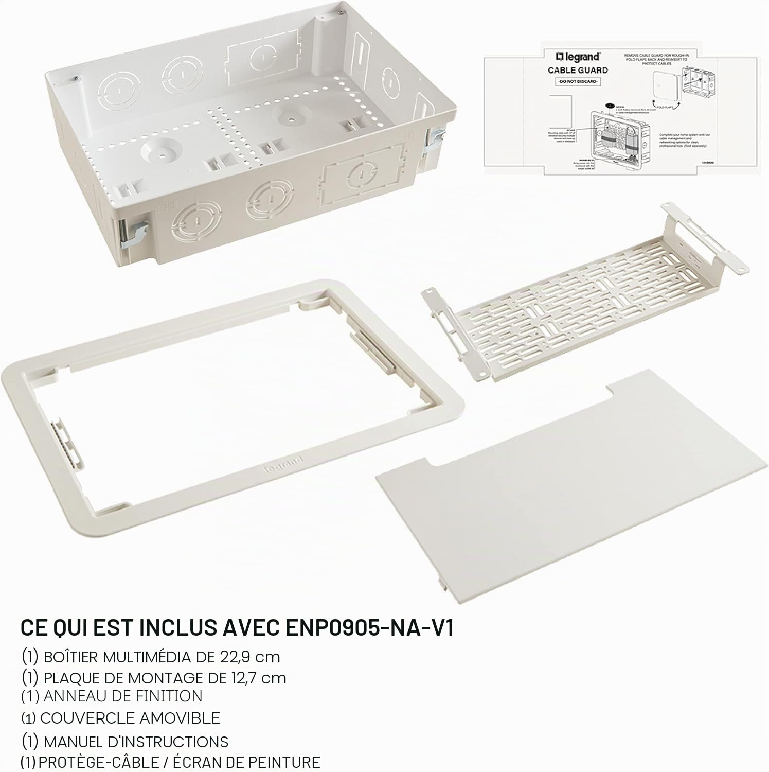 Legrand OnQ 9 In. Media Enclosure ENP0905NAV1 Wall Cable Management Home Networking Panel White