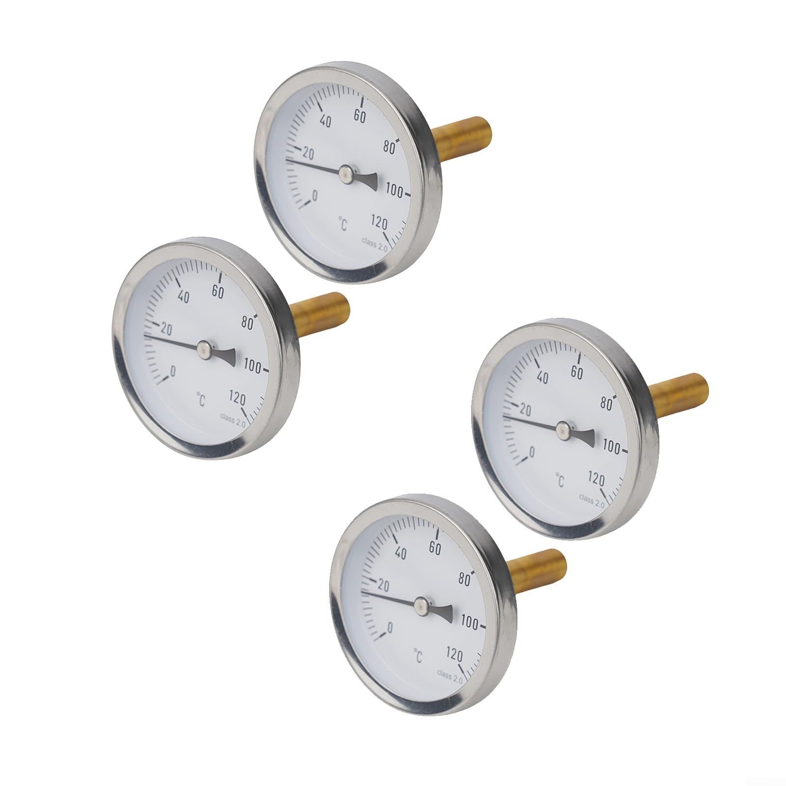 Anlegethermostat,Thermometer Mit Kupfermantel 1/2" Einschraubthermometer Pufferspeicher Kesselheizung 120°C(4 Stück)