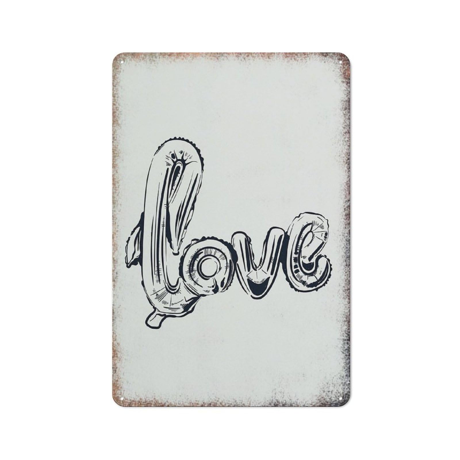 Love Balloon Cute Art Sign, Sweet Theme Home Wall Decor, Cafe Garage Leisure Area Ornament,8x12 Inch