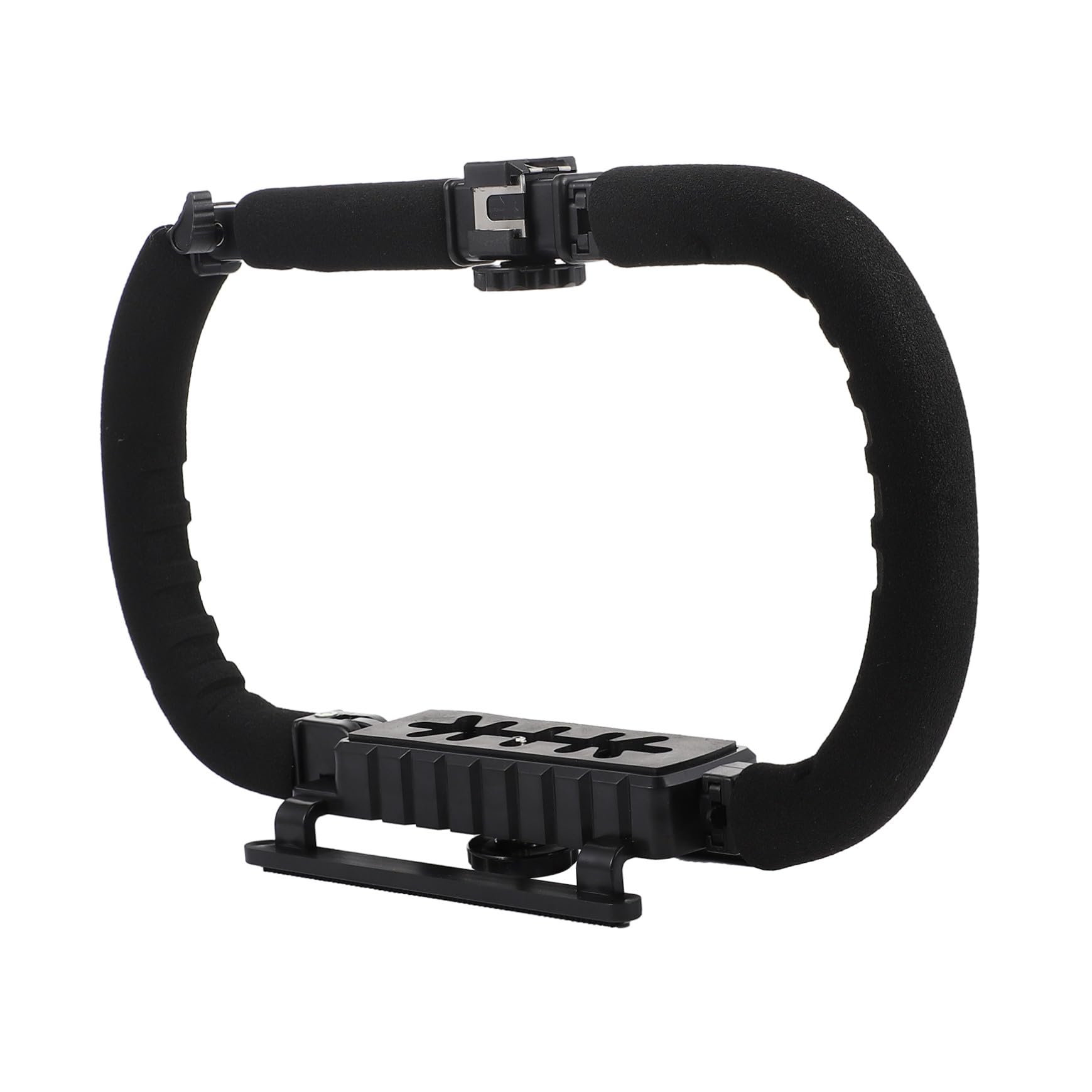Stabilizzatore Manuale Pieghevole per Fotocamera Reflex Nero | Tre Attacchi Cold Shoe, Foro da 1/4 Pollice, Struttura in Plastica, Spugna e Metallo