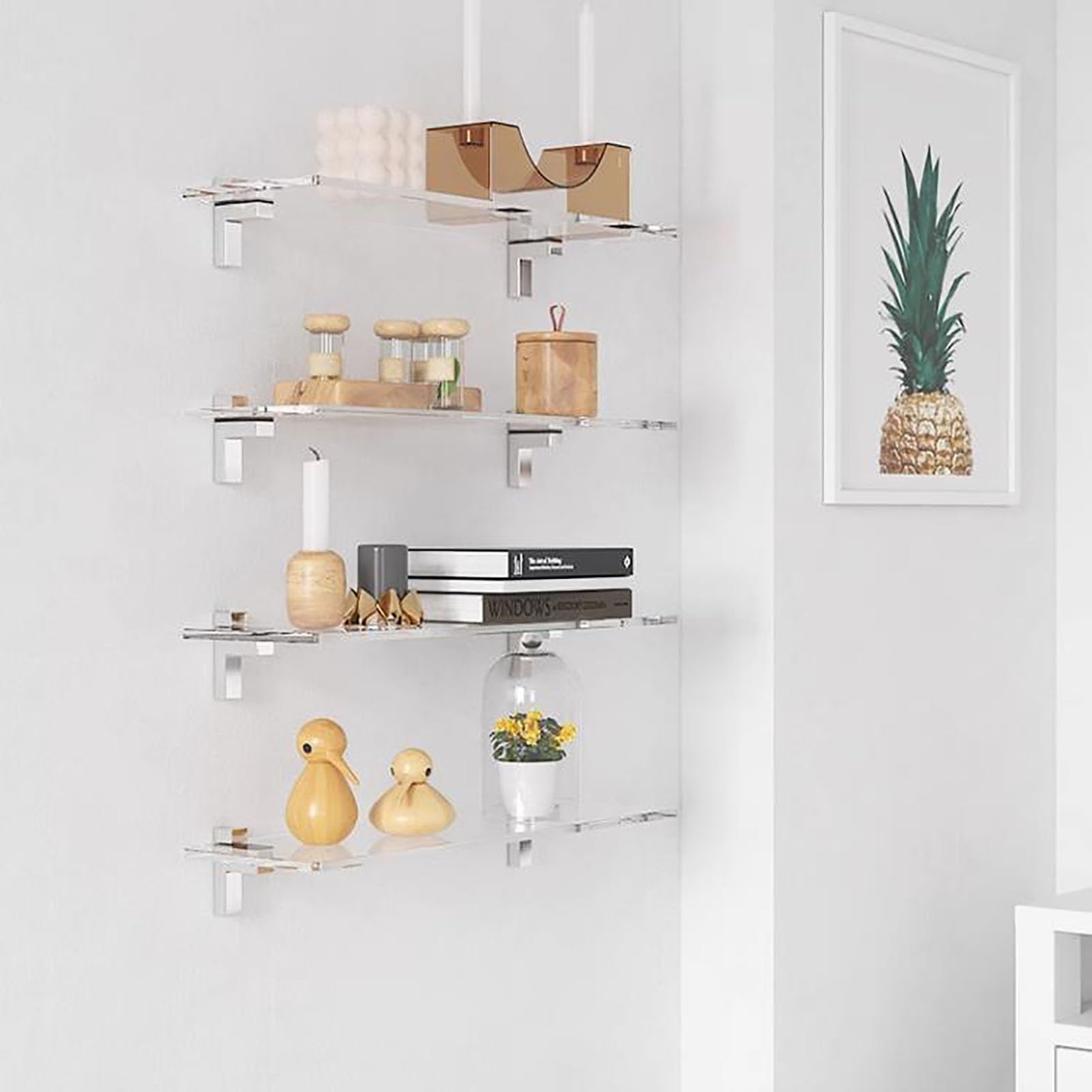 Estantes flotantes para pared, Estante acrílico for colgar en la pared, estante flotante for baño/sala de estar/cocina/cuarto de ducha, estante de pared organizador de perfumes/cosméticos/baño/suminis