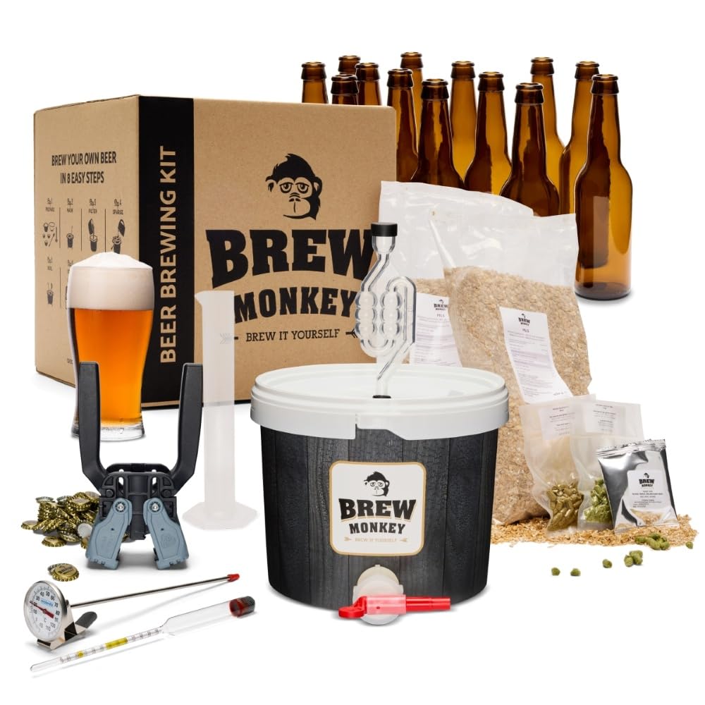 Brew Monkey® Kit per Fare La Birra IPA | Kit Luxe 5 L | 5,7% Vol. | Kit per La Produzione di Birra A Casa | Idee Regalo Uomo | Kit Birra | Regali Uomo Originali | Regalo Uomo Natale