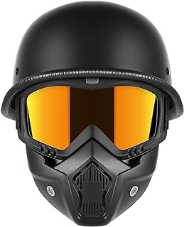 Motorcycle Half Helmets with Face Shield, German Style...