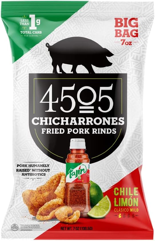 Tajin, Chicharrones, Fried Pork Rinds, Keto Certified, Family Size Bag, 14 Servings, 7 Ounce Bag