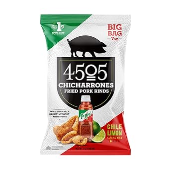 4505 Meats Tajin Chicharrones, Keto Certified, 7oz Family Size Bag