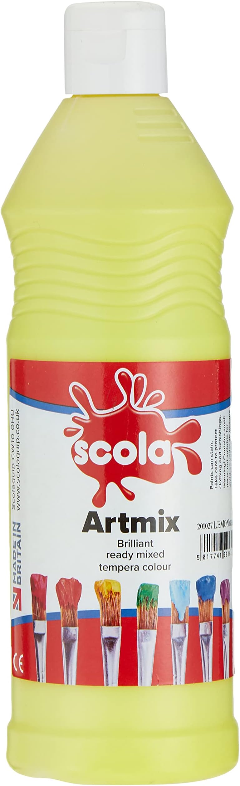 Lemon Yellow 600ml Scola Artmix Ready Mixed Washable Coloured Paint