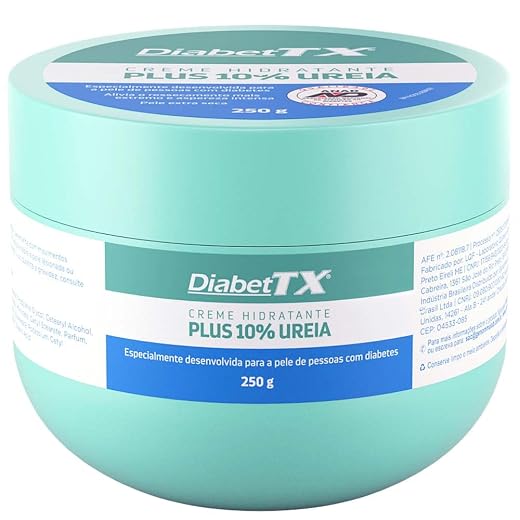 Diabet TX Creme Hidratante Corporal para Pele de Diabéticos com Uréia, Tratamento Intensivo para Reduzir Aspereza, Promove Bem-estar e Suavidade da Pele, Hidratação Profunda 250 g 1-Pack