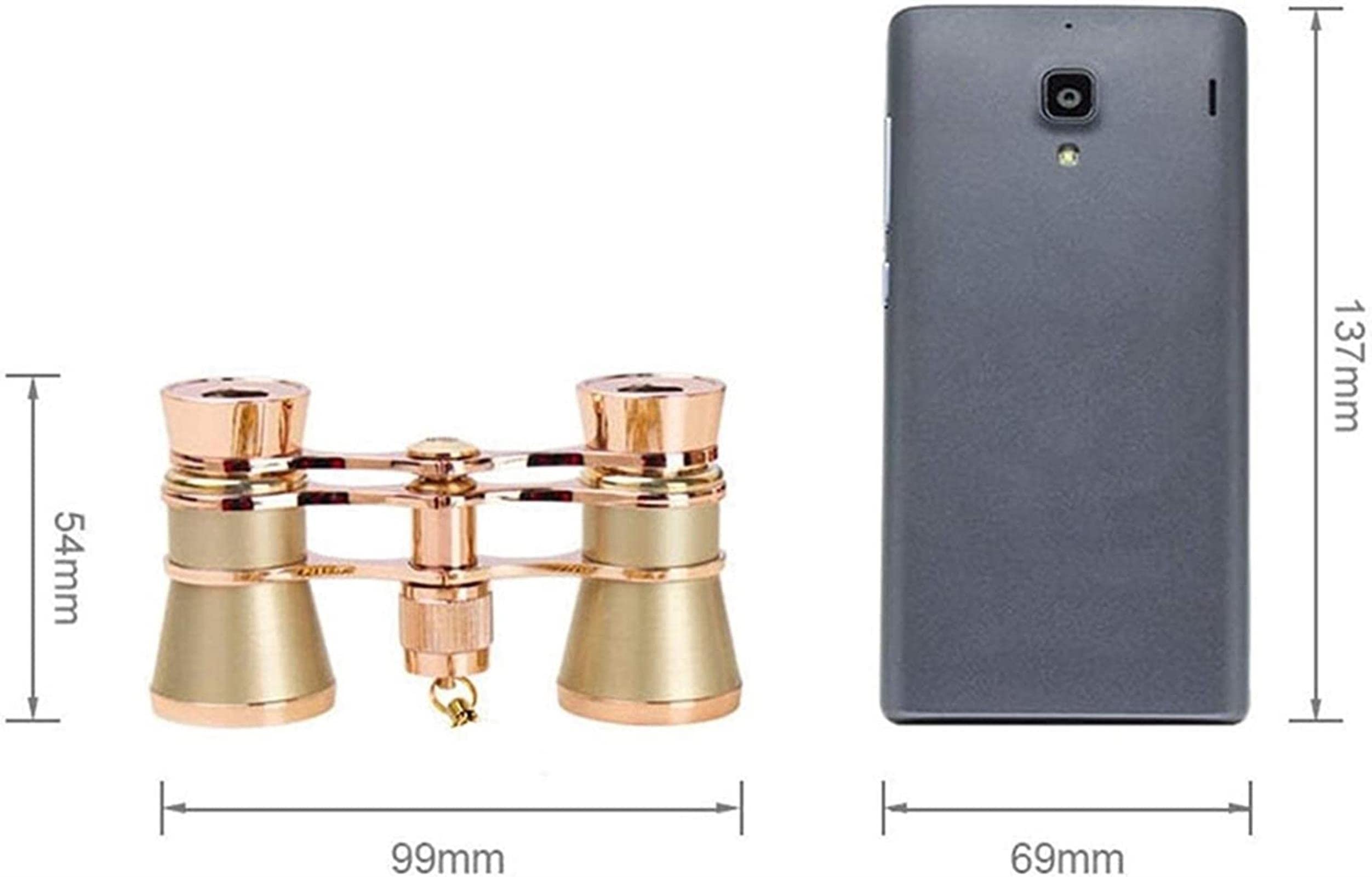 Hochleistungs-Fernglas, Monokular-Teleskop, 3 x 25, faltbar, Opernglas, Fernglas, Metallgehäuse mit Kette, optische Linse, Theater-Teleskop für Damen