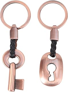 Llavero para coche, diseño creativo de piel (1 par), color rojo y bronce, de Winomo