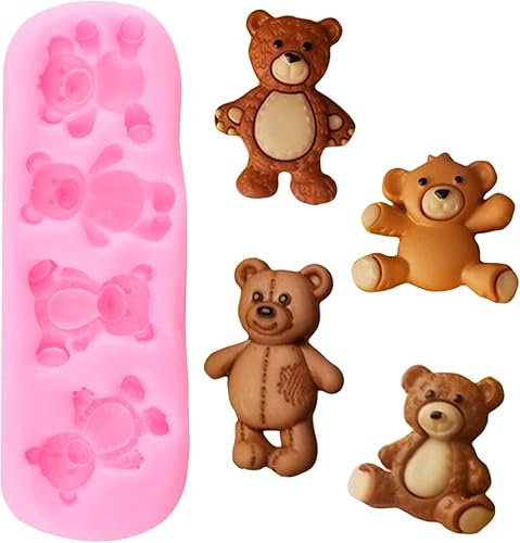 Miniatura 5 de ZiXiang Juego de 4 moldes de silicona para fondant de oso elefante para decoración de tartas, azúcar, chocolate, arcilla polimérica, pasta de goma