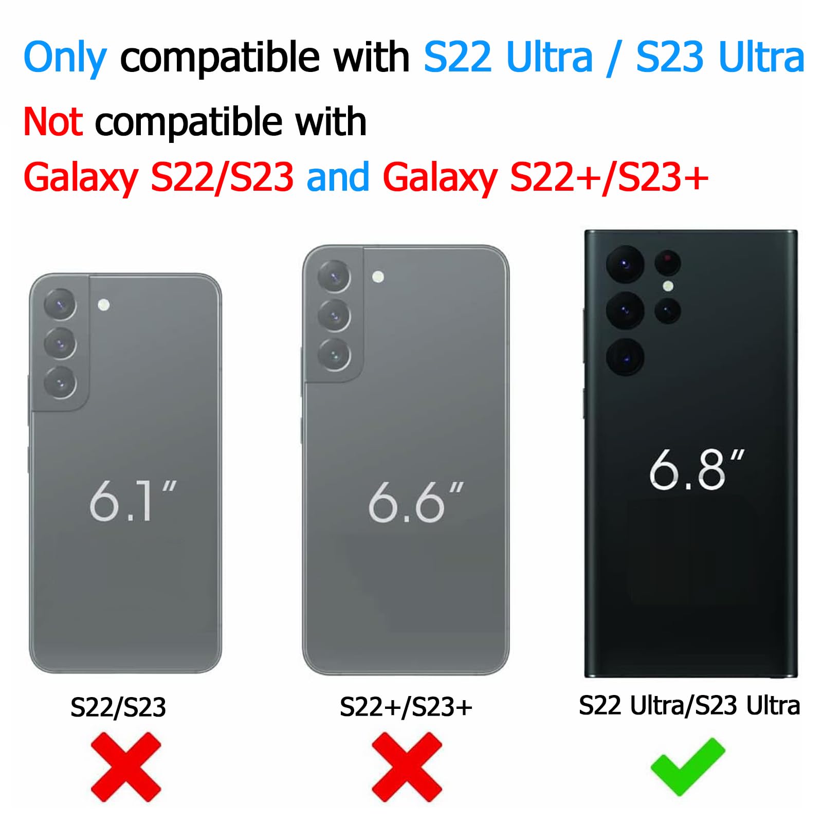 SNRONEW Battery Case for Galaxy S22 Ultra/S23 Ultra, [12000mAh] Slim Portable Protective Fast Charging Case Backup Power Bank Battery Case Compatible with Galaxy S22 Ultra/S23 Ultra-6.8 inch-Black