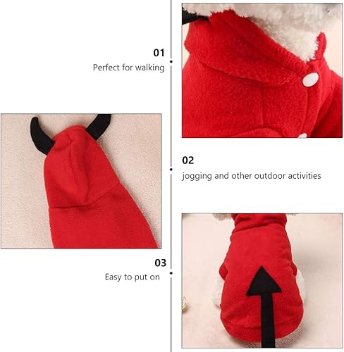 Miniatura 5 de POPETPOP Decoración de Halloween suéter para perro, disfraz de diablo para perro, disfraz de diablo para perros de Navidad, traje divertido de