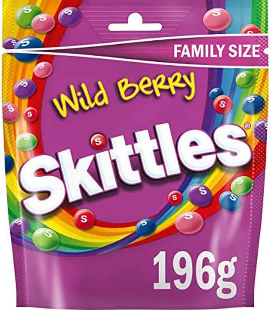 Skittles Sweets, Fruit Chewy Sweets, Wild Berry, 14 Packs of 196g