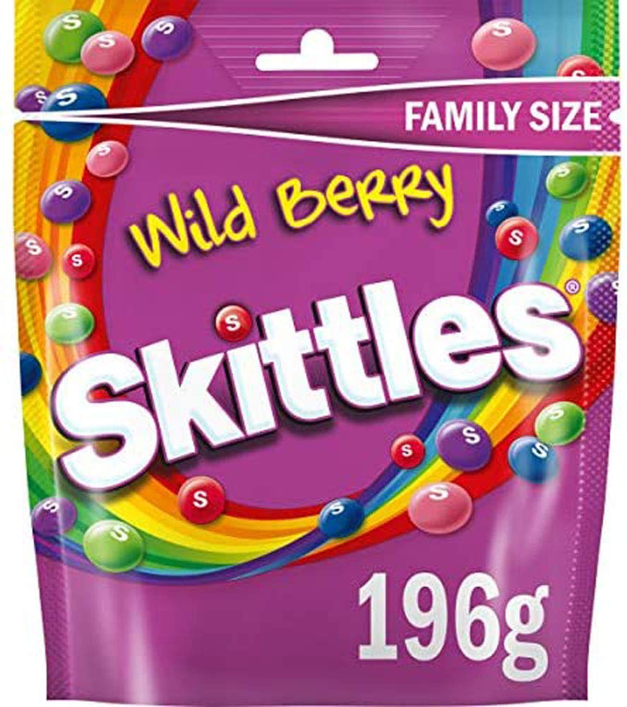Skittles Sweets, Fruit Chewy Sweets, Wild Berry, 14 Packs of 196g