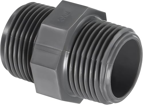 Miniatura 1 de PATIKIL Tubería G34 POM macho a macho rosca, paquete de 3 conexiones hexagonales de fontanería, gris