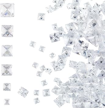200pcs 0.11-0.31Inches Square Cubic Zirconia Cabochons Loose CZ Stones Faceted Cabochons Flatback Crystal Rhinestone Diamante Gems for Earring Bracelet Pendants DIY Jewelry Making