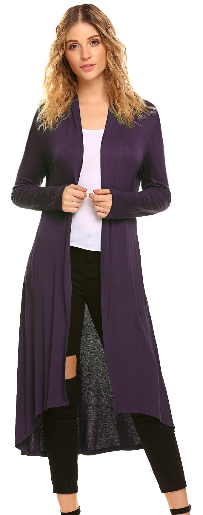 POGTMMWomen's Long Open Front Drape Lightweight Maix Long Sleeve Cardigan Sw.