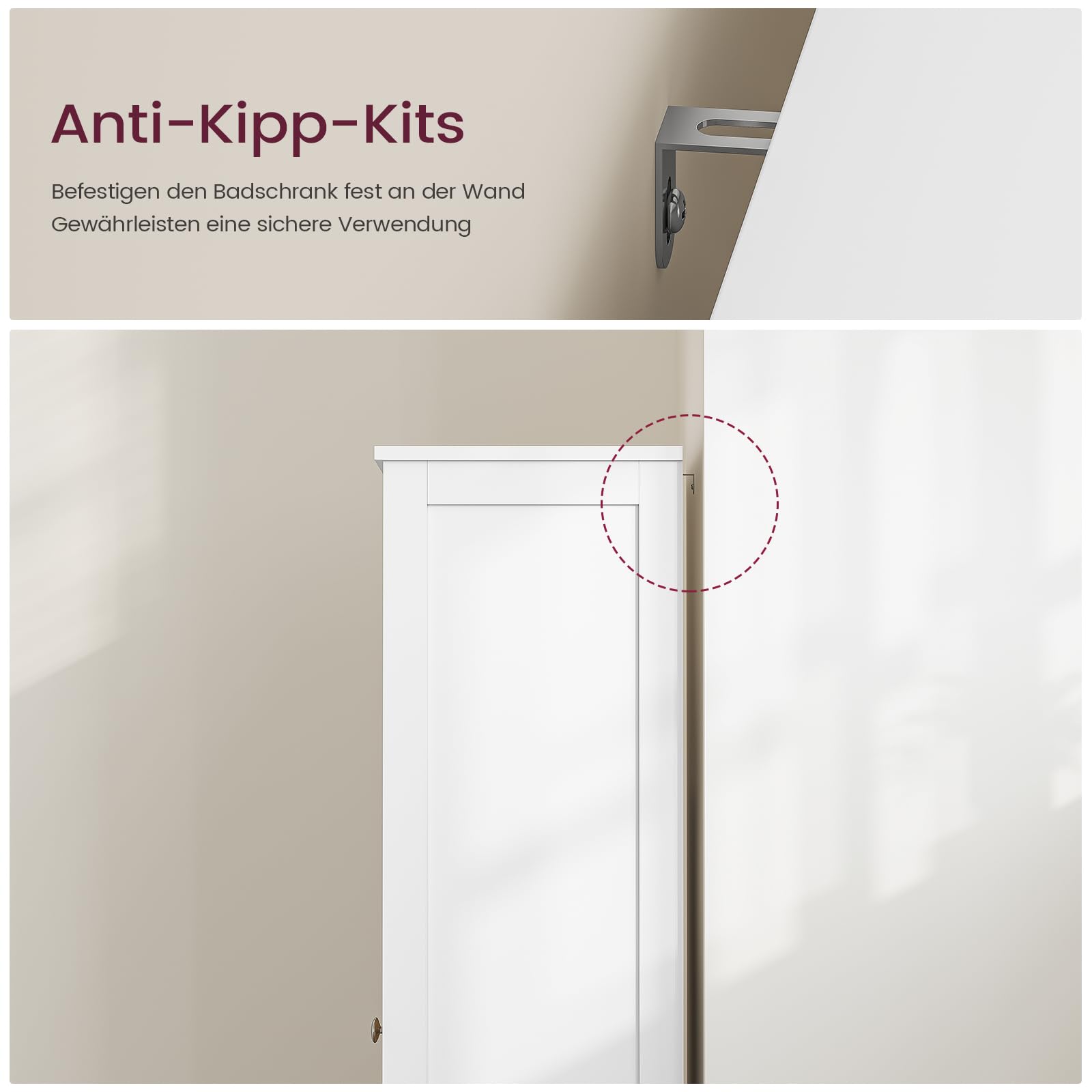 Meuble de Salle de Bain, Armoire de Rangement Cuisine avec 2 Compartiments Ouverts et 2 Portes en Bambou, Meuble de Rangement pour Salle à Manger, Cuisine, Salon, 60x30x100 cm