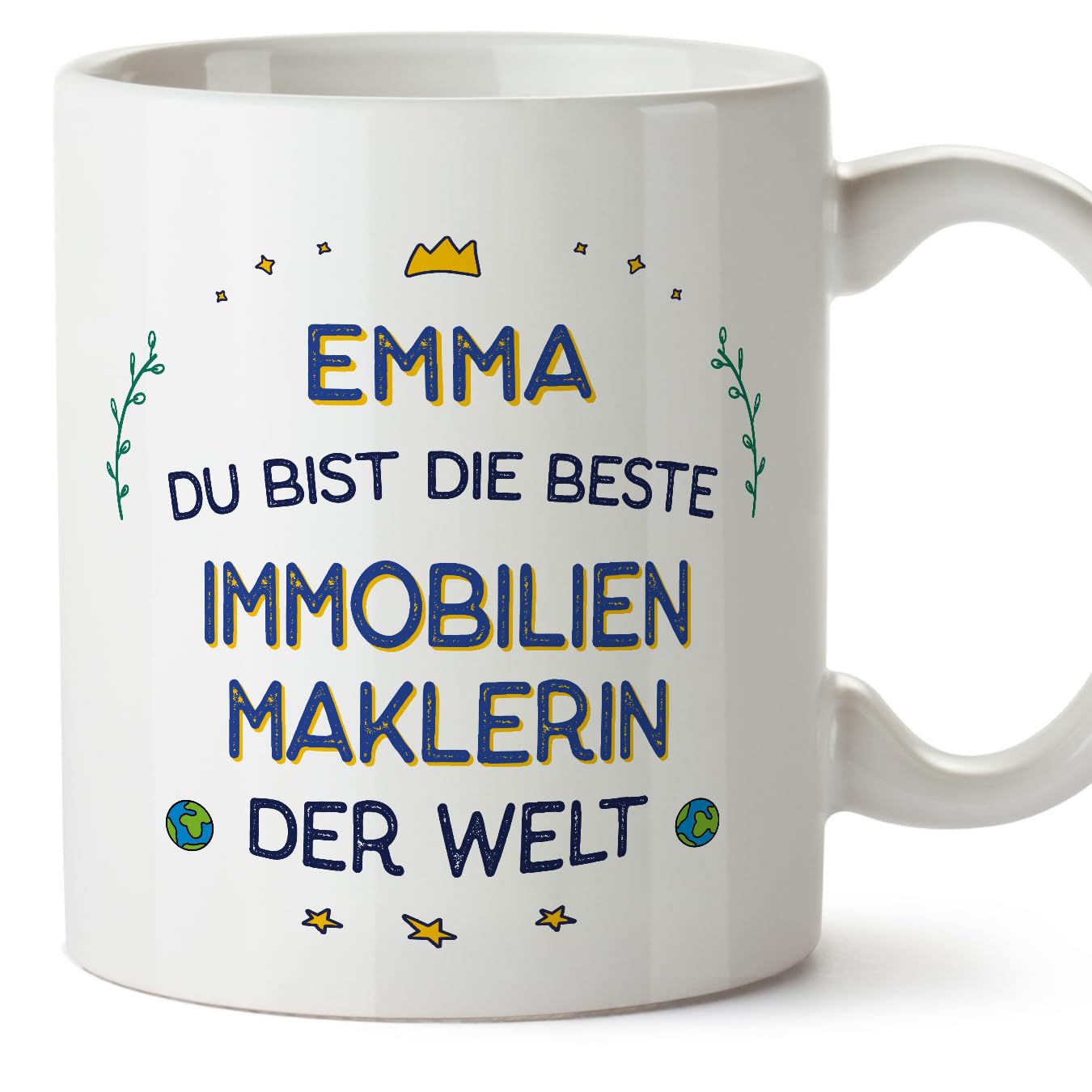 MUGFFINS Personalised Mug for Real Estate Agent Woman - in German - Beste der Welt - Funny Custom Gift for Colleagues - Ceramic 11oz Mug