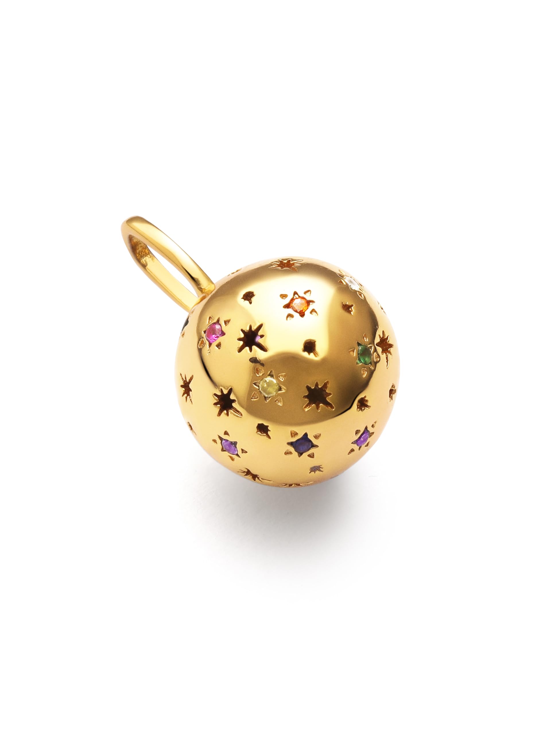 SINGULARU - Charm Llamador de Ángeles. Latón con Baño en Oro de 18 Kt y Circonita. Joyas Para Mujer.
