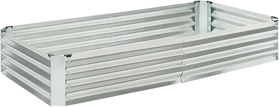 [en.casa] Celano Raised Garden Bed Rectangular Garden Bed Urban Garden Planter Outdoor Raised Bed Galvanised Steel 180 x 90 x 30 cm – Silver