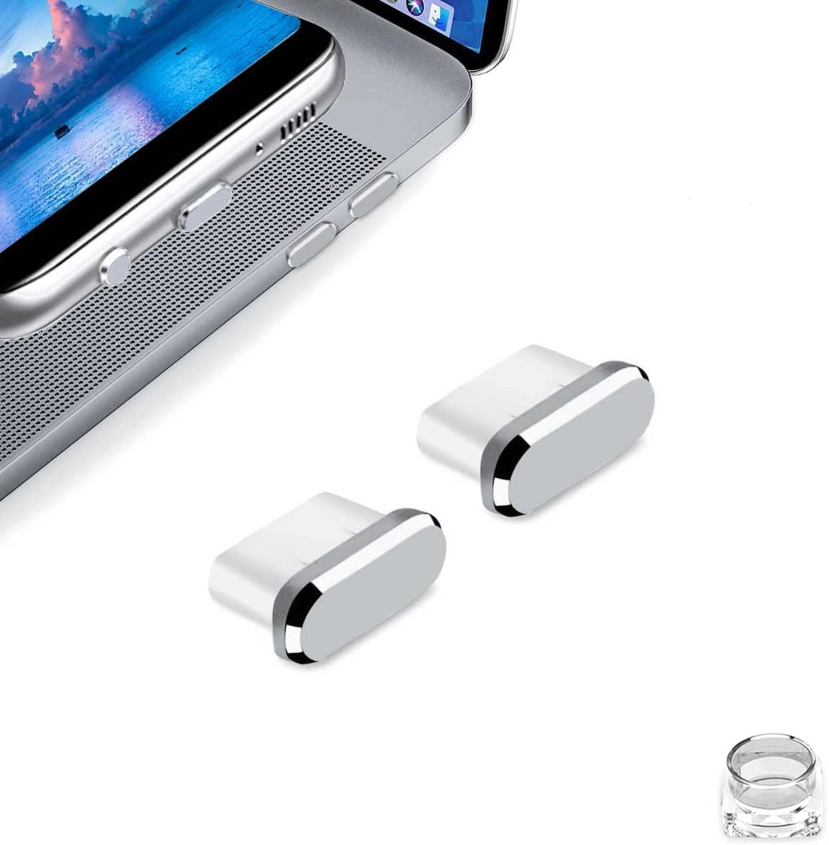 USB Type C Anti Dust Plug 2 Pack USBC Charging Port Cover Plugs Protector Cap with Carry Box Cable Fixer for iPhone 16 Plus 15 Pro Max for Samsung S25 S24 A53 A54 Flip S23 for Google Pixel 6 7a 8 8a 9