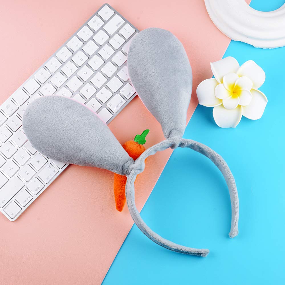 Hasenohren Stirnband – Weiches Plüsch-Haarreif Mit Flexiblen Ohren – In Grau – Für Ostern, Karneval, Halloween & Cosplay – 1 Stück