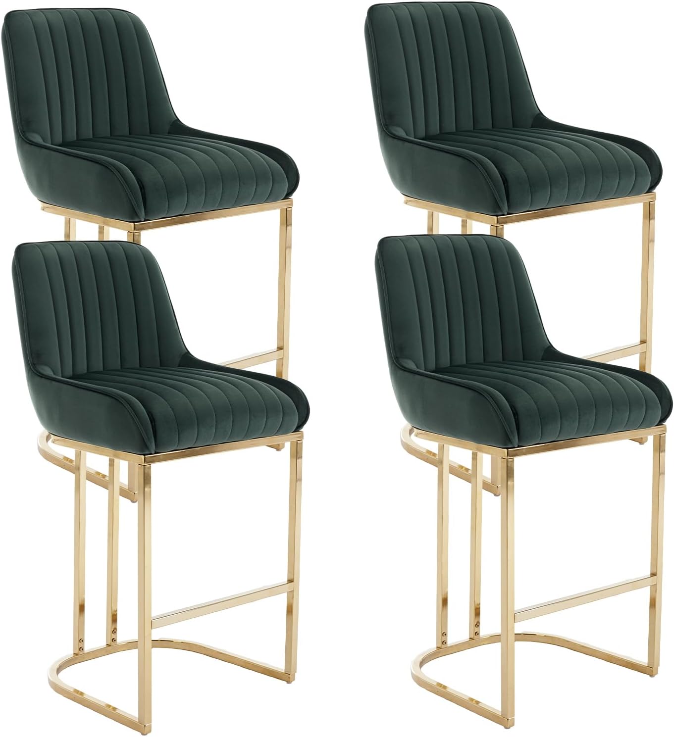 Wahson Breakfast Bar Stools Set of 4 Velvet Counter Chairs with ...