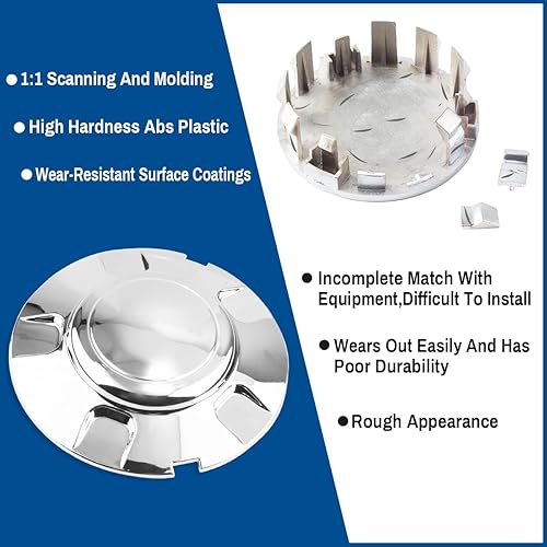 Miniatura 5 de Tapones centrales de rueda para Ford Expedition 1997-2003 de 16 pulgadas, C3328 909-033, tapacubos centrales de repuesto, 4 unidades, cromo plateado