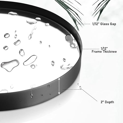 Miniatura 3 de Clavie Espejo de pared con marco de acero inoxidable, espejo redondo de 24 pulgadas, espejo circular moderno y contemporáneo para montar en la