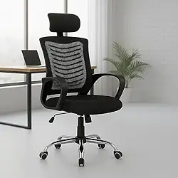 Cadeira De Escritório Ergonômica Presidente Com Encosto Preto Malha Ventilada Mesh Confortável