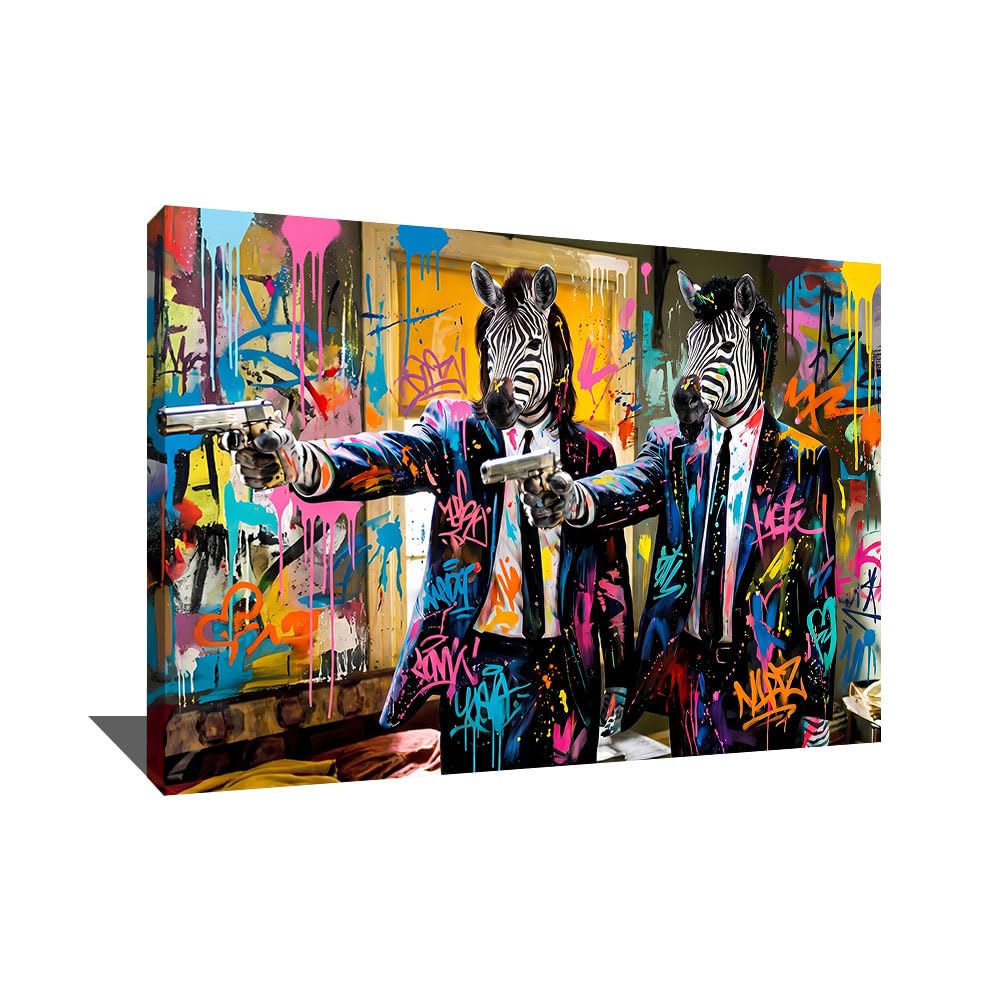 Quadro Pop Art con cornice Xxl Animali - Decorazione da parete cinema - Tela Graffiti Street Art - Poster di film cinema di grandi dimensioni - Quadro Graffiti Animali Camera da Letto Ragazzo (120 x