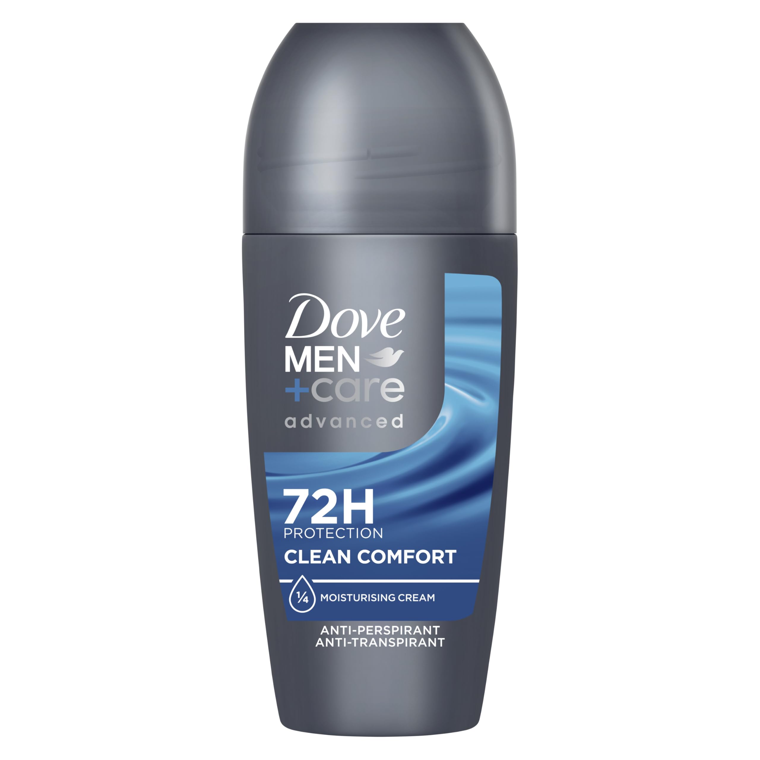 Dove Men+Care Advanced Clean Comfort Men's Antiperspirant Deodorant Roll On with ¼ moisturising cream & Anti-Odour technology for 72 hour protection against sweat and odour 50 ml