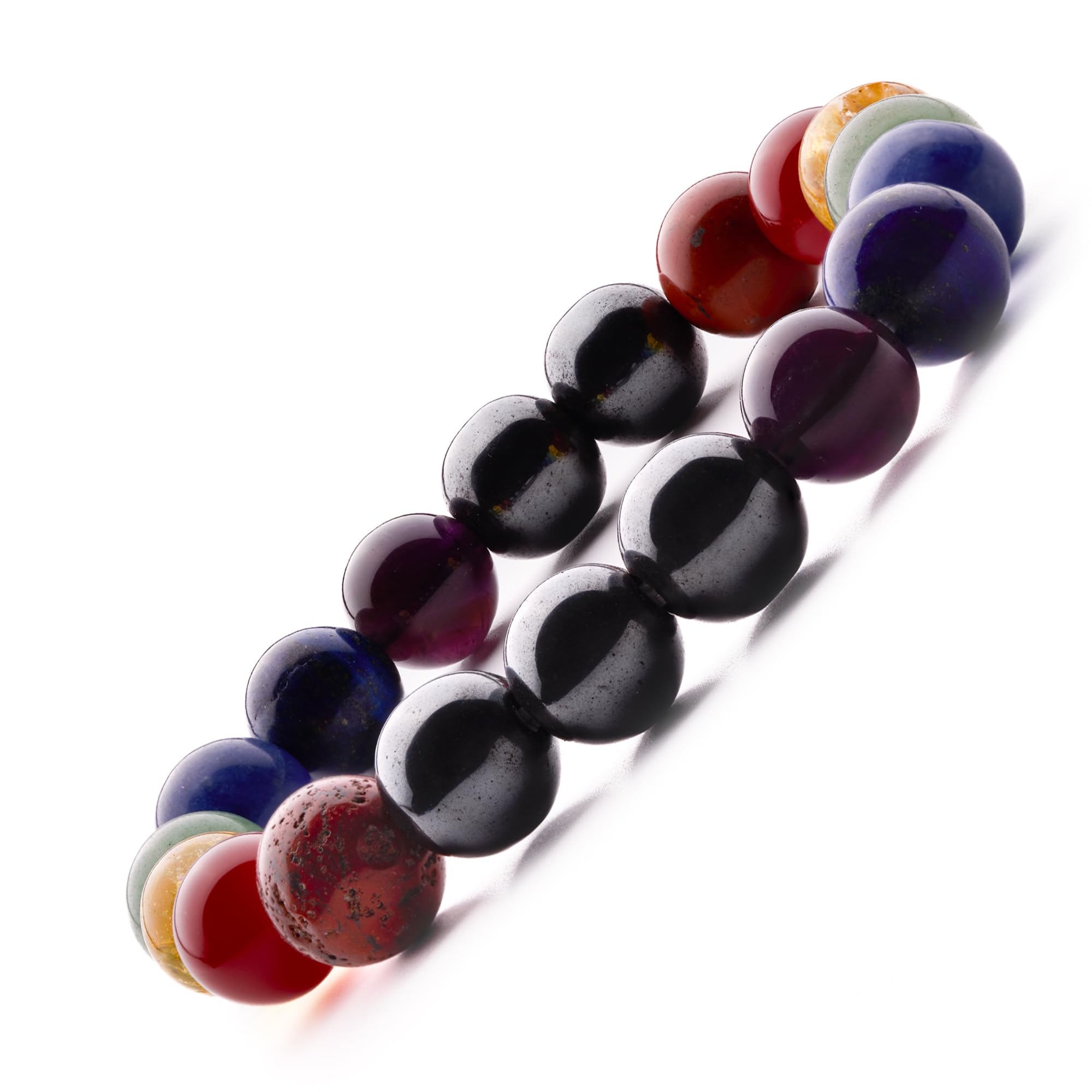 Plus Value Seven 7 Chakra Stone Bracelet for Men & Women Aura, Chakra & Reiki Crystal Healing (Beads Size 10mm, Jute Bag)