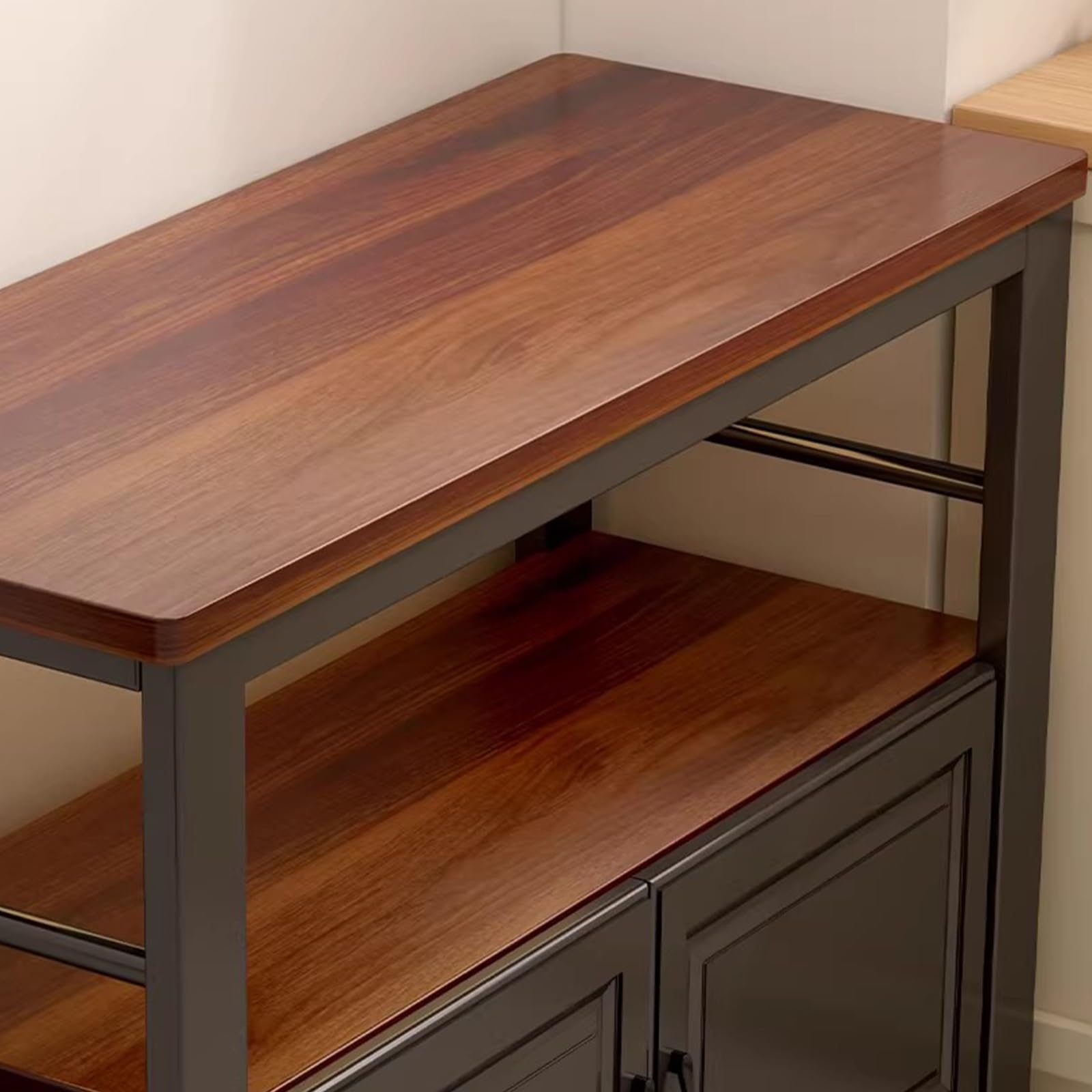 Zf9tBw5sH Unità cucina ad isola Credenza Cucina Isola Piano in legno Struttura in metallo Mobile portaoggetti con ripiano