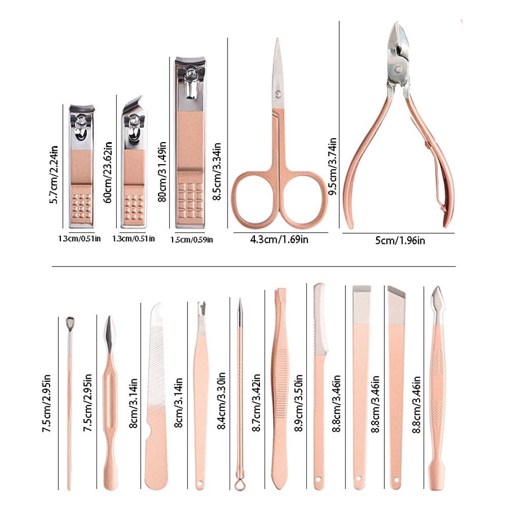 Set di 15 Pezzi per Manicure e Bellezza, forbicine per Unghie Portatili, Strumenti multifunzionali per la casa
