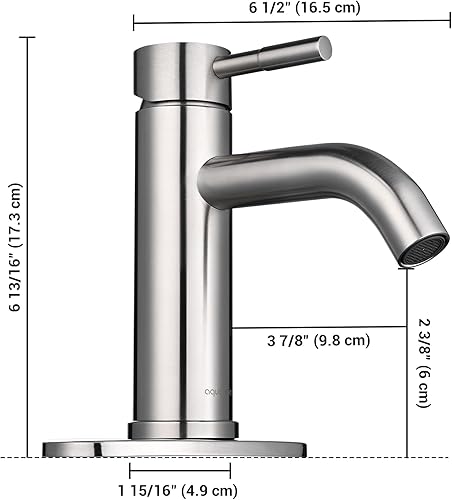 Miniatura 5 de Aquaterior Grifo de baño de una sola manija para fregadero de baño, grifo de níquel con drenaje emergente para caravana, montaje en cubierta, 1