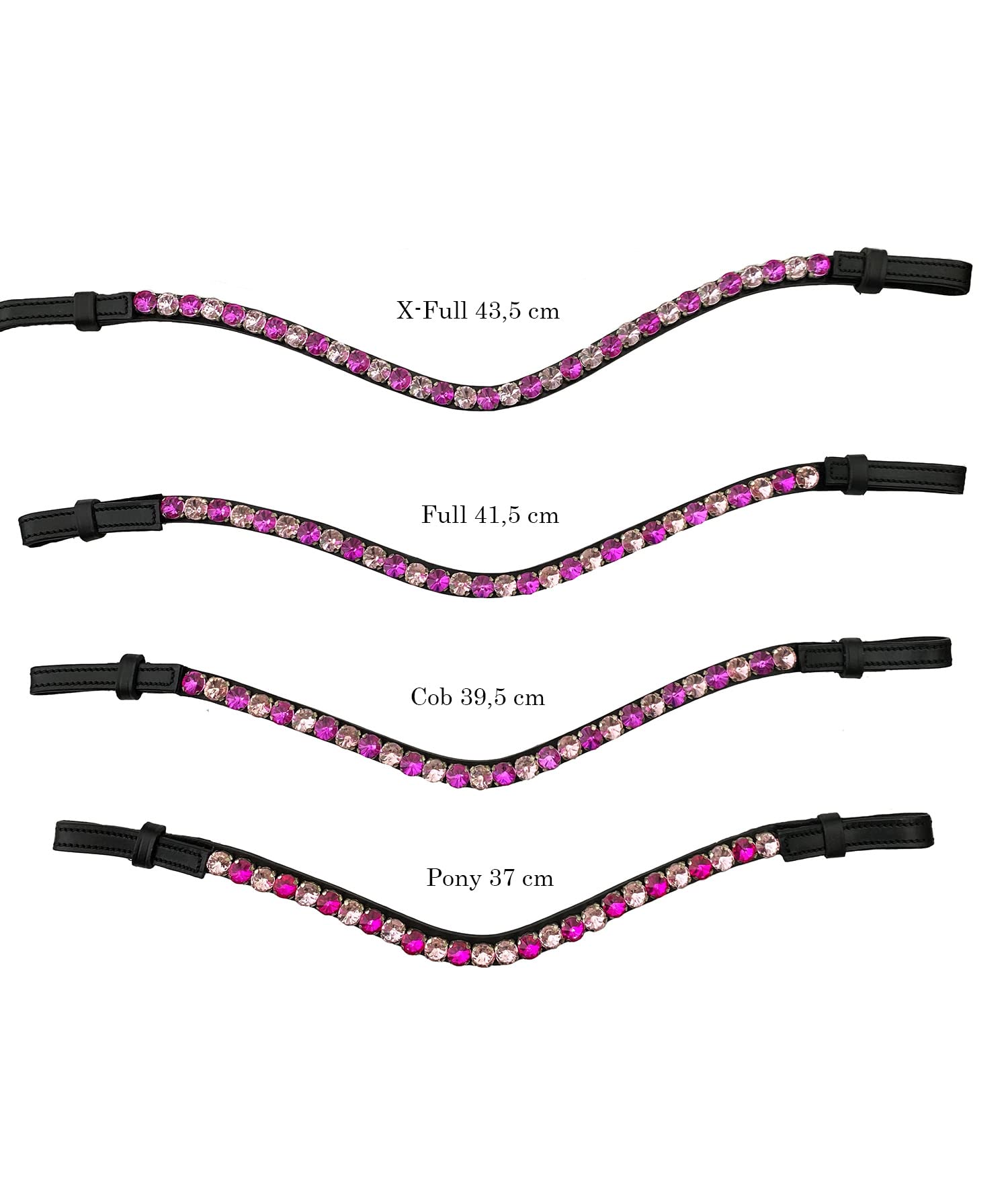 Stirnriemen Pferd Glitzer Trensen Stirnband Rosa Kirschrot Warmblut Vollblut Pony Braunes Leder