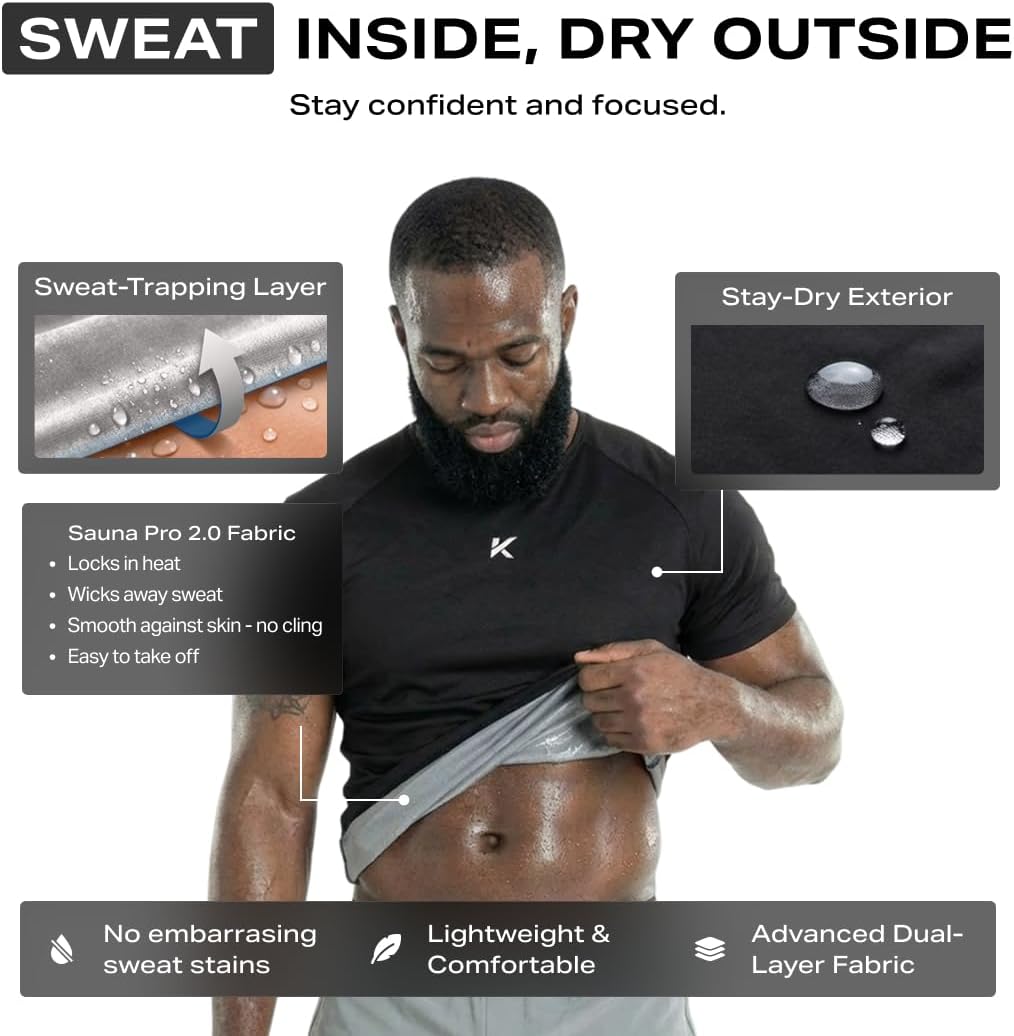 Kewlioo Pro Sauna Shirt for Men, Heat Trapping Pullover Sweat Vest, Men’s Sauna Suit for Exercise, Cardio