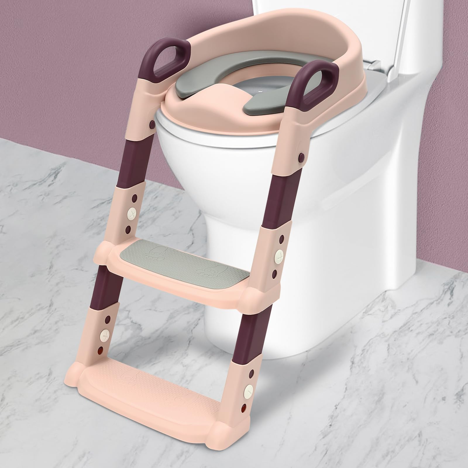 Sedile WC con scale, per bambini e bambine, imbottito, con ampi