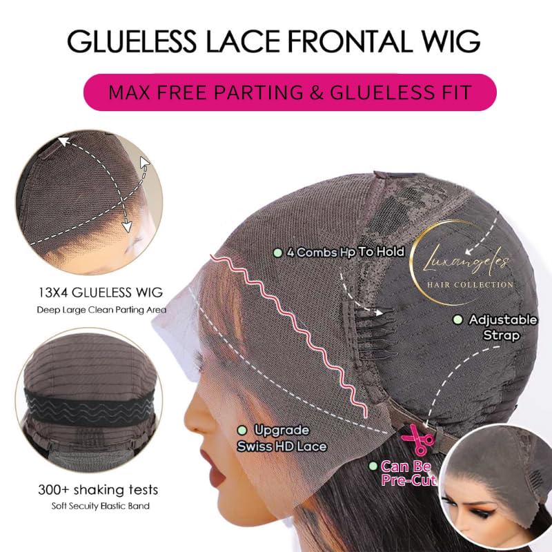 30 Inch Lace Front Wig Human Hair Body Wave 13x4 Glueless Wigs Human Hair Pre Plucked with Baby Hair 180% Density Frontal Wigs for Black Women Human Hair HD Lace Brazilian Virgin Hair Body Wave Wig - Image 5