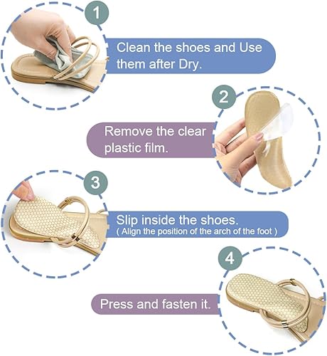 Miniatura 10 de Dr.Foot Insertos de zapatos con soporte de arco para alivio de la fascitis plantar, almohadillas de arco autoadhesivas para zapatos planos, dolor de